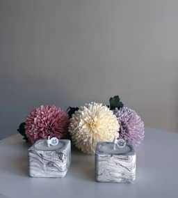 Mini Kare Taş Mum küçük görsel 1