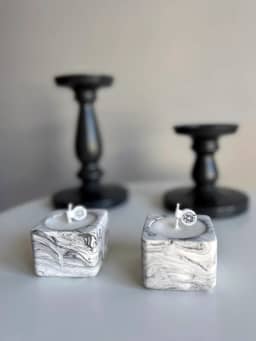 Mini Kare Taş Mum küçük görsel 2