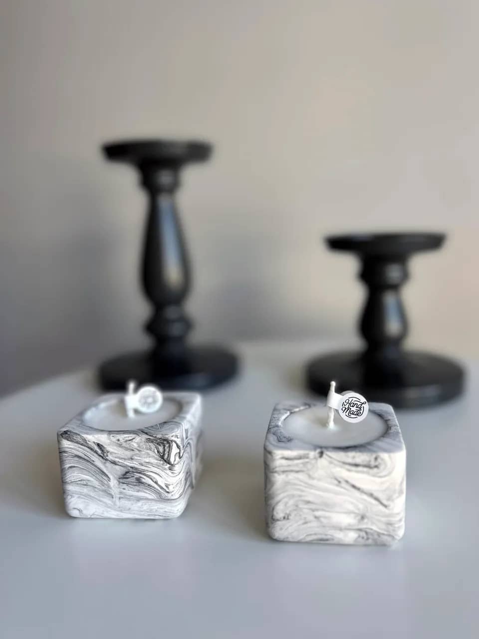 Mini Kare Taş Mum küçük görsel 2