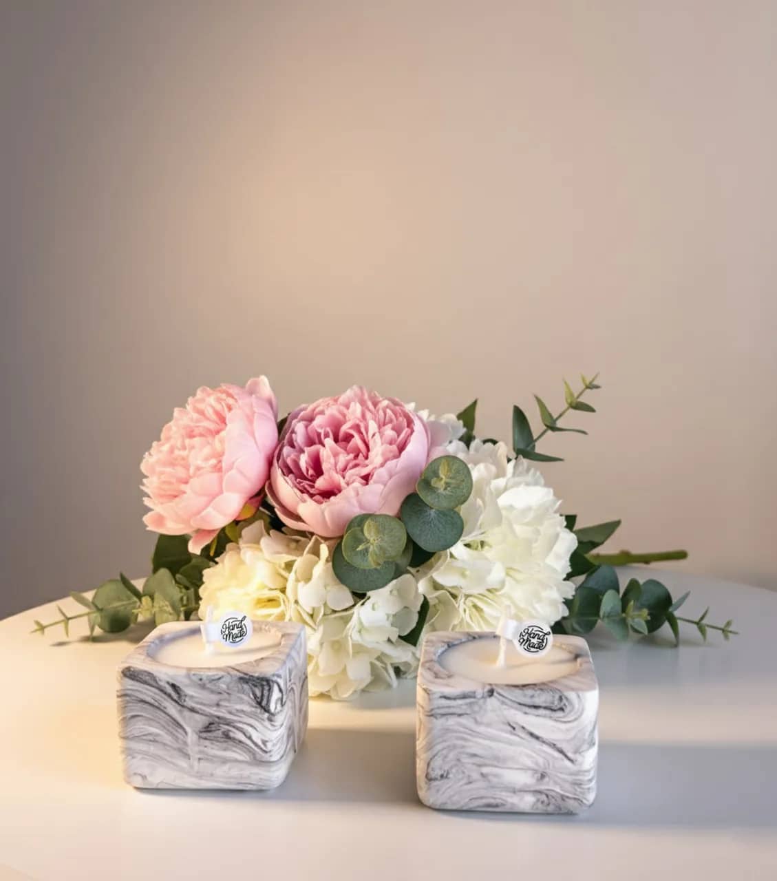 Mini Kare Taş Mum küçük görsel 1